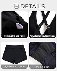 Women Black Tankini Swimsuits with Shorts - Two