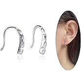 Teppdfann Tiny Pull Through Earrings – Delicate Small Threader Earrings for Women, Minimalist Sleep Earrings Featuring Subtle Textured Detailing for Daily Wear - Gold & Silver