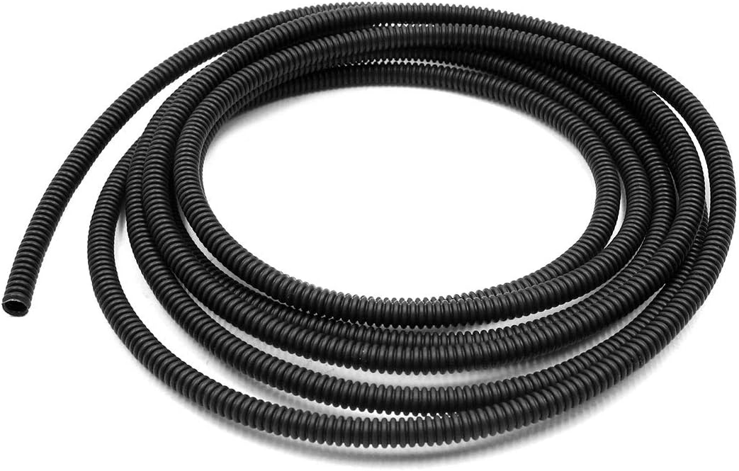 X AUTOHAUX 9.84ft Car Flexible No Pre-Split Loom Wire Tubing 5mm Inner Dia, Black, 3m