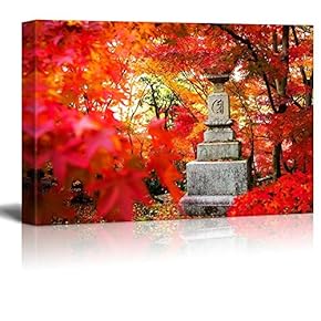 Japanese Statue on a Japanese Garden - Canvas Art Home Art - 12x18 inches