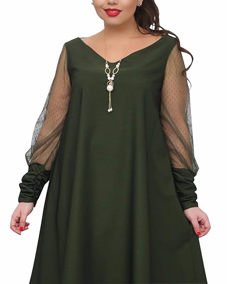 ABYOXI Damen Vintage A-Linie 50er Retro Rockabilly Spitzenkleid Knielang Cocktail Große Größen