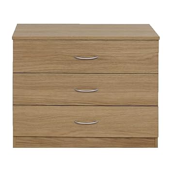 Devoted2home Chest Of Drawers Oak With Silver Handle Wood 3