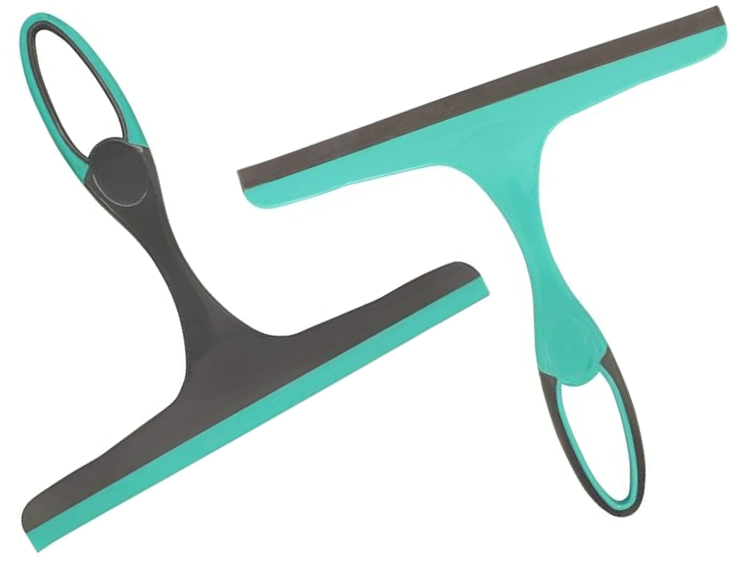 2-Pack Multipurpose Window Squeegee | Turquoise/Grey Durable Shower Squeegees For Mirrors & Tiles | Window Cleaner For Cars, Bathroom & Kitchen
