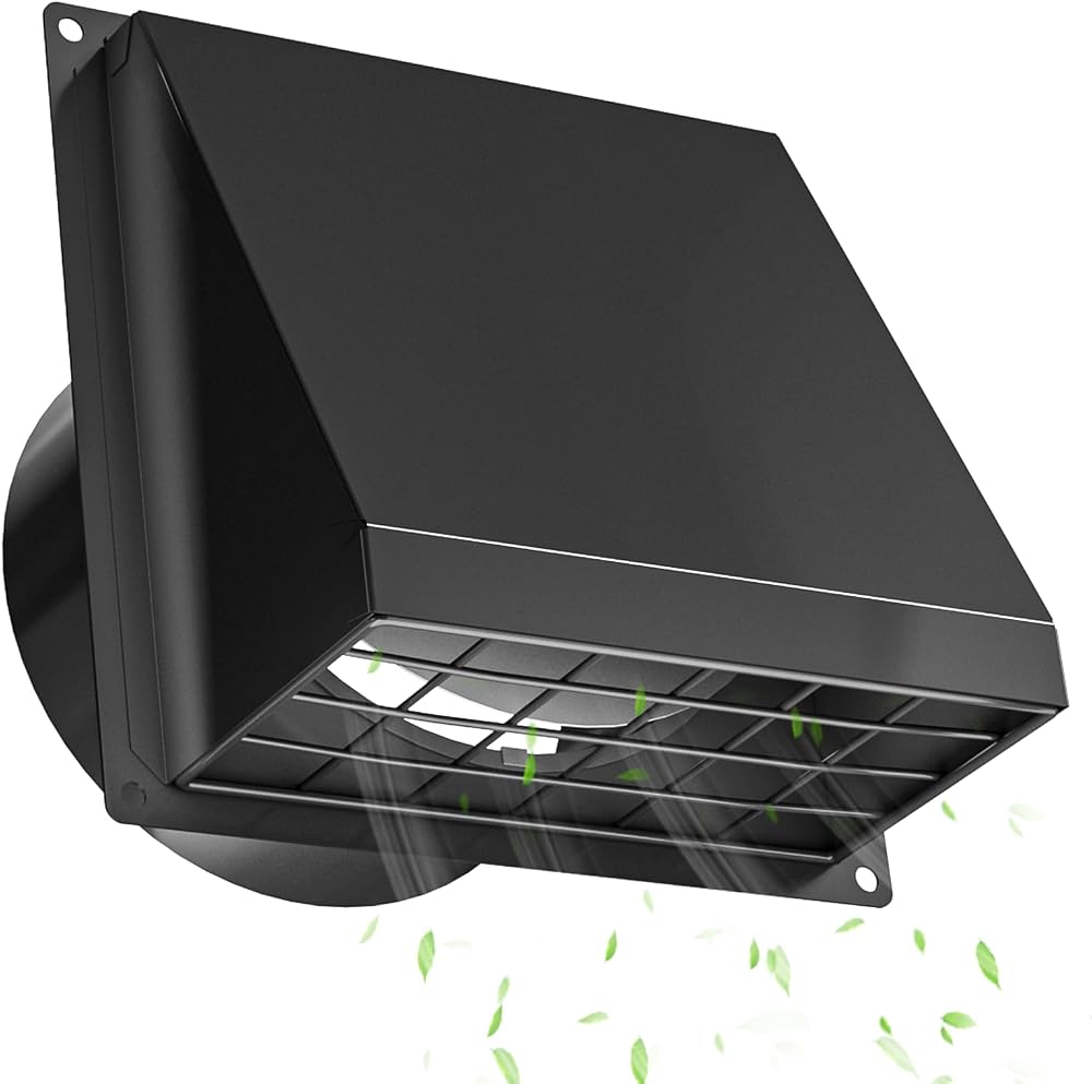 Hon&Guan 100 mm Cowled Exterior Vent Cover with Backdraft Damper 4 Inch