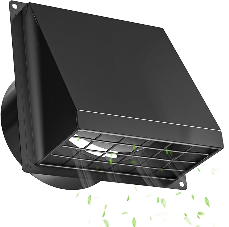 Hon&Guan 100 mm Cowled Exterior Vent Cover with Backdraft Damper 4 Inch