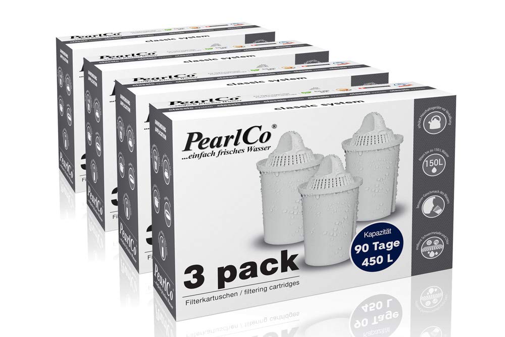 PearlCo Protect+ Classic - 12 Pack Water Filter Cartridges (Compatible with Brita® Classic)