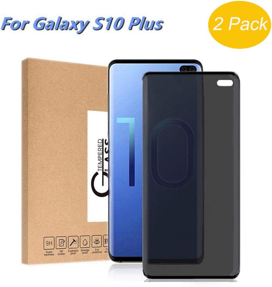 [2 Pack] Galaxy S10 Plus Privacy Screen Protector Tempered Glass,VIEE 3D Case Friendly 9H Anti Spy Invisible Glass Screen Protector for Galaxy S10 Plus(6.4inch)