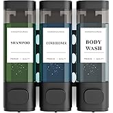 Shampoo and Conditioner Dispenser – Wall-Mounted Shower Soap Dispenser, No-Drill Installation, Lockable, 900 ml Capacity,for Bathroom & Hotel or Airbnb (Black, 3-Pack)