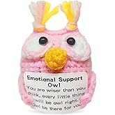 LNEMDP Positive Crochet Owl Uplifting Gift for Friends and Coworkers, Mini Handmade Crochet Pink Owl Motivational Decor Christmas Stocking Stuffer for Desk
