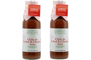 Patricia Quintana Chile de Árbol & Cilantro Salsa - Authentic Artisanal Mexican Ingredients - Perfect topping to your tacos, burritos, enchiladas or other favorite food (12 oz, 2 Bottles)