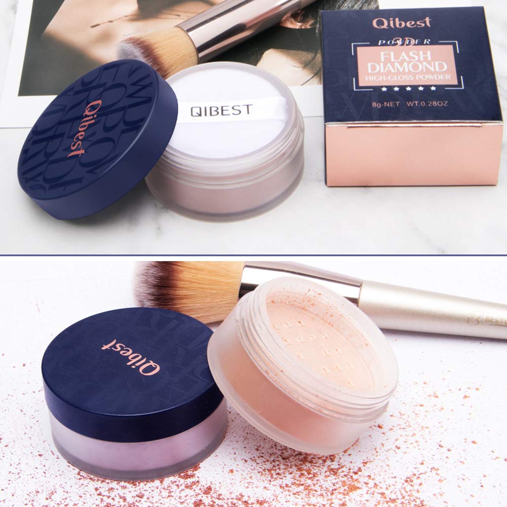QiBest Glow Highligher Powder Highlighting Illuminating Shimmer Loose Powder (dark)