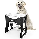 2.4 Gallon Elevated Large Dog Water Bowl,14" Raised Stainless Steel Bowl with Stand for Large Breed, Full Metal Dog Feeding Station for Relief Joint Pressure, Easy Clean for Indoor & Outdoor Uses
