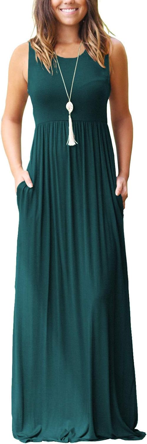 MOLERANIWomen's Loose Plain Maxi Dresses Casual Long Dresses with Pockets
