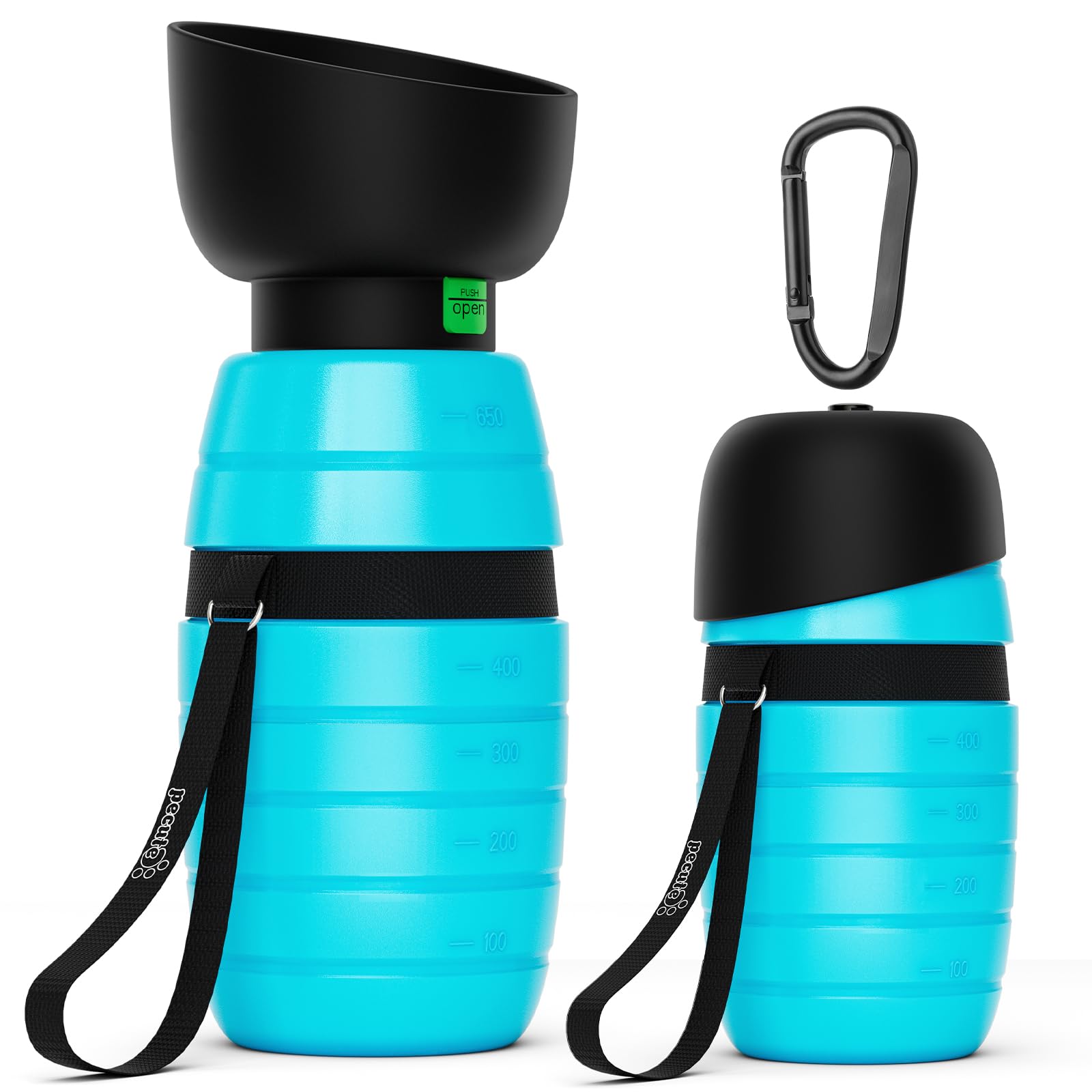 Pecute Dog Water Bottle 650ml, Portable Puppy Drinking Bottles Leak Proof Pet Travel Bottle, Lightweight Water Dispenser Bowl for Outdoor Walks Trips Hikes Travels