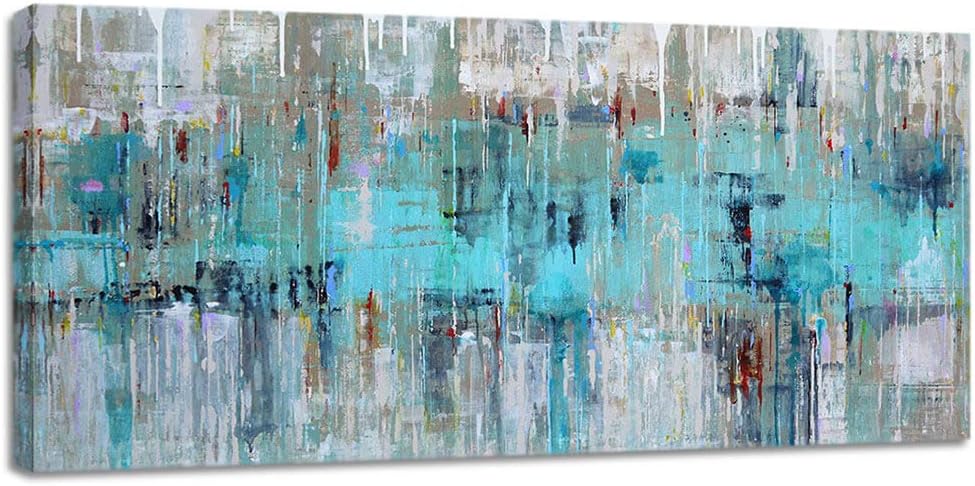 Paintings - Pogusmavi Large Abstract Wall Art Decor Mint Green Gray Canvas Prints for Living Room Bedroom Big Artwork Home House Office Wall Decoration 24x48inch