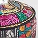 Sophia-Art Ganesham Indian Home Decor Hippie Patchwork Bean Bag Boho Bohemian Hand Embroidered Ethnic Handmade Pouf Ottoman Vintage Cotton Floor Pillow & Cushion (13 H X 18) Diam. (Black)