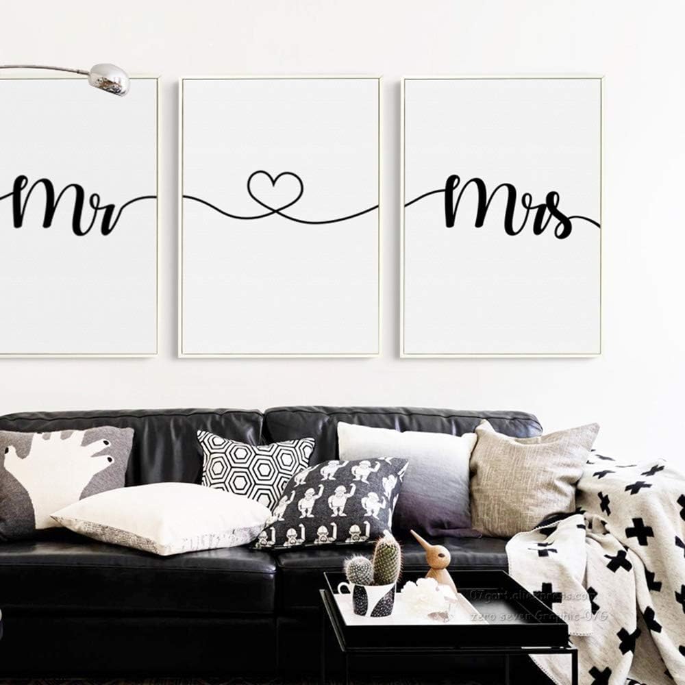 3 Cuadros Citas Mr Y Mrs Letras Decoracion Pared Salon Pintura