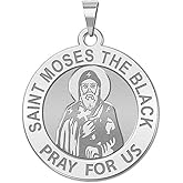PicturesOnGold.com Saint Moses the Black Religious Medal - 3/4 Inch Size of a Nickel in Sterling Silver