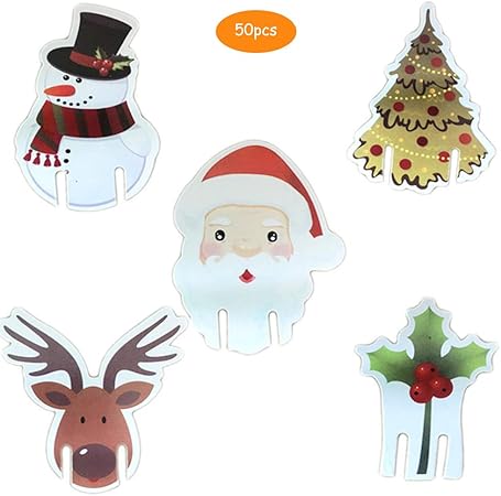 Babbo Natale 50.Kikier Confezione Da 50 Biglietti Di Natale Per Vino Con Bandiera Ornamenti Natalizi Con Babbo Natale Campanella Alce Pupazzo Di Neve Amazon It Casa E Cucina