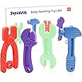 Yoolane Baby Teething Toys Silicone Teethers for Babies 3-24 Months Tools Shape Teething Relief Chew Toy for Toddler Infant Boy Girl BPA Free Freezable Newborn Stuff Essentials Gift, 4 Pieces