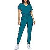 Monarch Uniforms Slim Fit Stretchy Scrubs Women's Jogger Scrub Set Slim Jogger Scrubs with Tuck-In Top for Women
