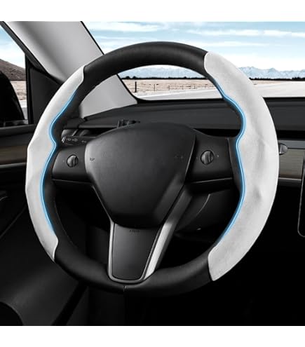 BJSIA 2PCS Steering Lever Cover Compatible With Tesla Model 3 Model Y, Gear Shift Cover Carbon Fiber Pattern Gear Lever Cover For Car Knob Protection Cover (Matte Black - View #3