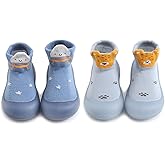 HOVELL Baby Non Slip Socks Shoes Toddler Girls Boys First Walking Shoes Infant Indoor Floor Slipper Sneakers 2 Pairs