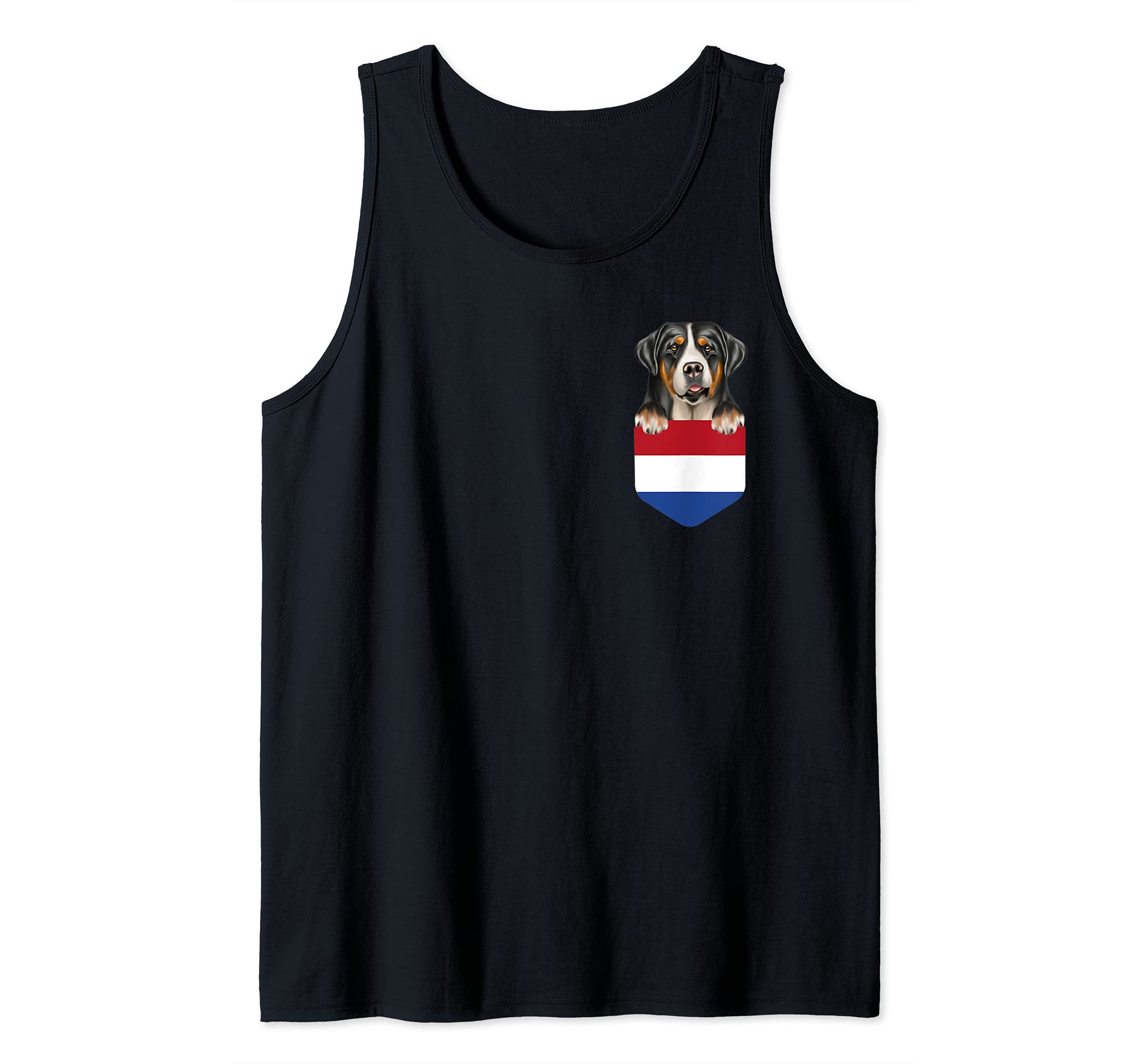 Netherlands Flag Greater Swiss Mountain Dog Dog In Pocket Tank Top