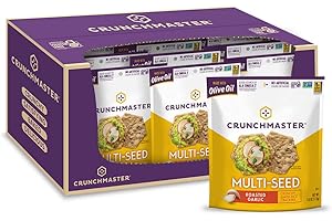 Crunchmaster Roasted Garlic Seasoned Multi Seed Cracker, Gluten Free, 4 Ounces (Pack Of 12)