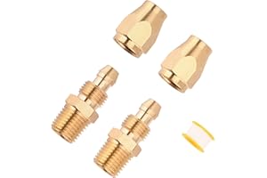 Luckyweld Air Hose Repair Kit, 2 Pack 1/4-Inch Solid Brass Reusable Hose Splicer Repair Kit (1/4 Inch 2 Pcs)