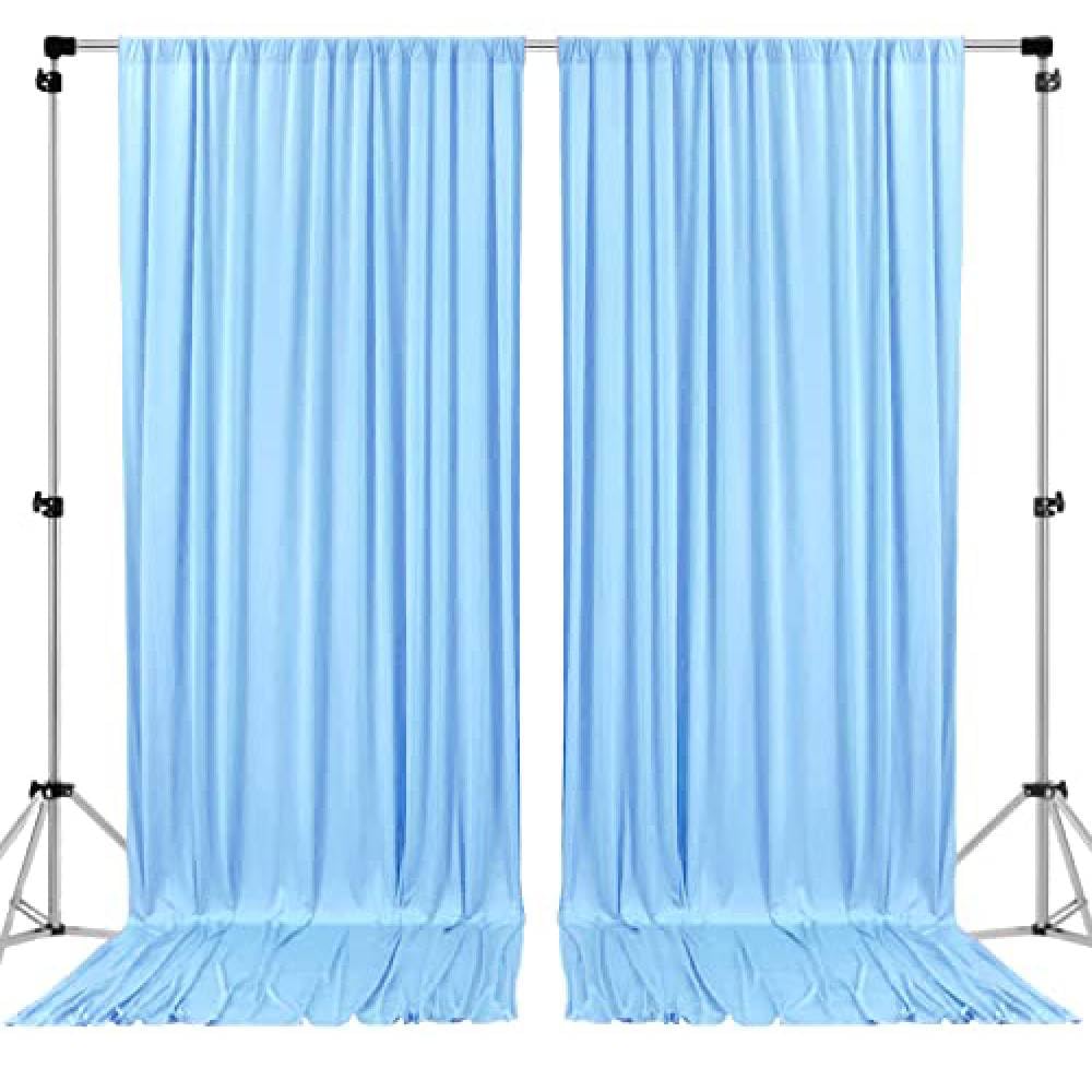 AK TRADING CO. 10 feet x 10 feet Polyester Backdrop Drapes Curtains Panels with Rod Pockets - Wedding Ceremony Party Home Window Decorations - Light Blue (DRAPE-5X10-LTBLUE) — image 1