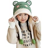 AMOFIA Knit Hats Winter Fleece Lining Skiing Winter Caps for Boys Girls Cute Animal Character with Warm Ear Flap