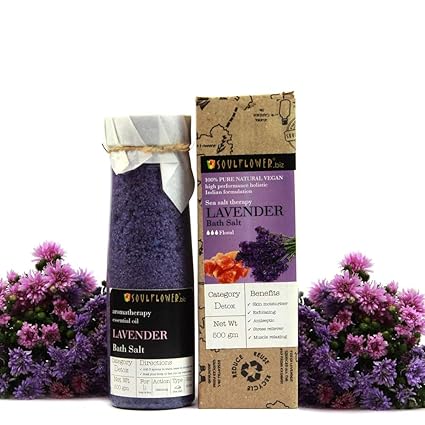 Soulflower Lavender Bath Salt, 500g for muscle relief