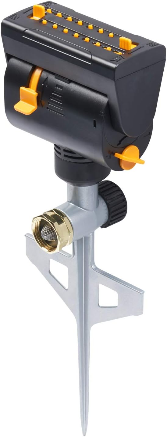 Melnor 65031-AMZ MiniMax Turbo Oscillating Sprinkler on Step Spike with QuickConnect Product Adapter Set, Black, Yellow : Garden & Outdoor