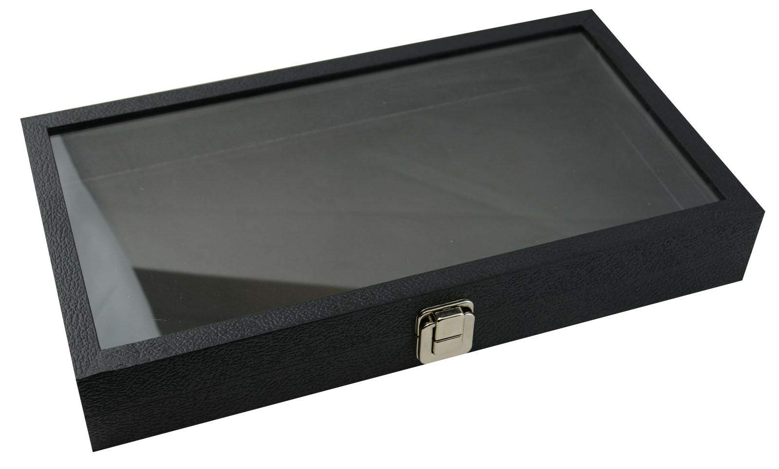 Box Displays Display Storage Tray Case Snap close Glass lid - BD83-1C Jewellery Display Storage Box Tray Case Organiser - Black