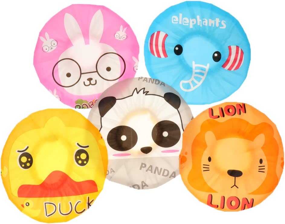5x Cartoon Waterproof Elastic Shower Cap Bath Cap For Adult Women Amazon Co Uk Beauty