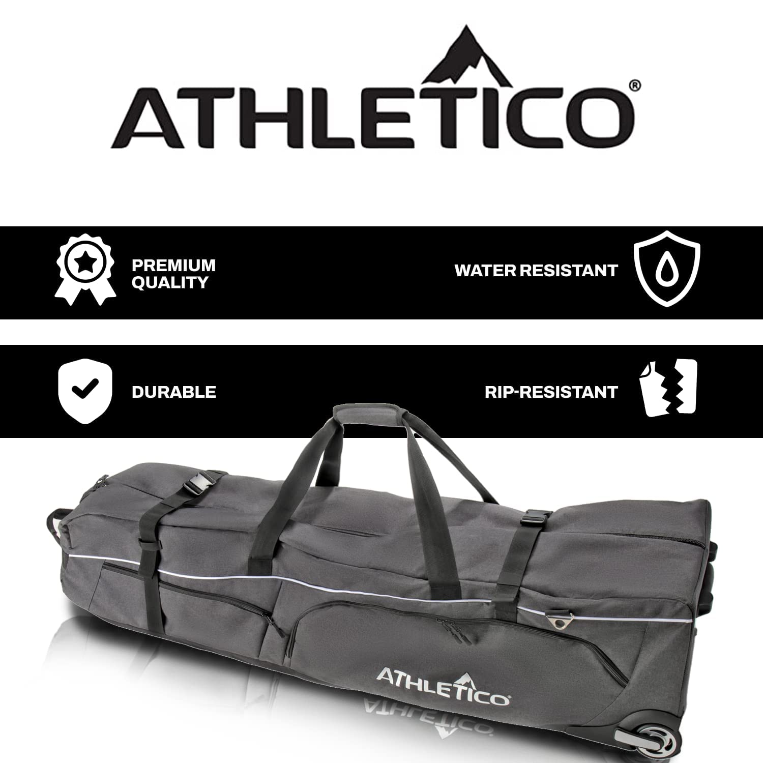 Athletico Ace Wheeled Golf Travel Bag - Heavy Duty Padded Golf Travel Case - Soft-Sided Club Cover - Waterproof - Universal Size