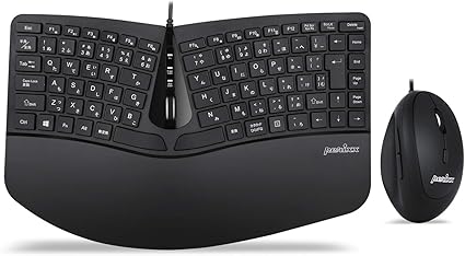 Amazon Co Jp ぺリックス Periduo 406jp エルゴノミクス有線コンパクトキーボード マウスセット キー分割型 エルゴデザイン 調節可能パームレスト付き チルトホイール搭載 メンブレン式 日本語配列 正規保証品 パソコン 周辺機器