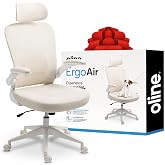 Oline ErgoAir Ergonomic Office Chair – Adjustable Lumbar Support, Flip-Up Armrests, Mesh Computer Desk Chair, Swivel Rolling
