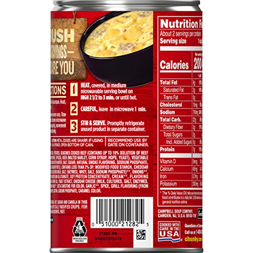 Campbell's Chunky Beer-n-Cheese with Beef & Bacon Soup, 18.8 oz. Can - Thumbnail 3