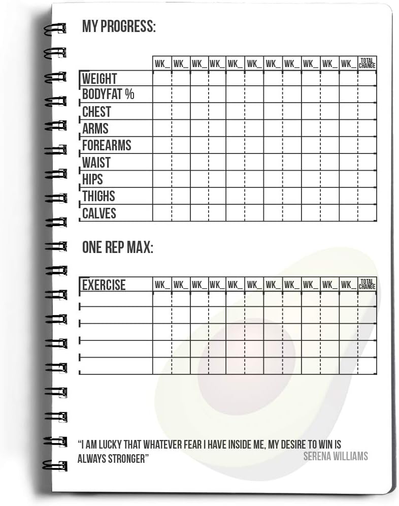 Workout Log Gym - 6 x 8 Inches - Gym, Fitness, and Training Diary - Set Goals, Track 100 Workouts and Record Progress - AVO Green : Sports & Outdoors