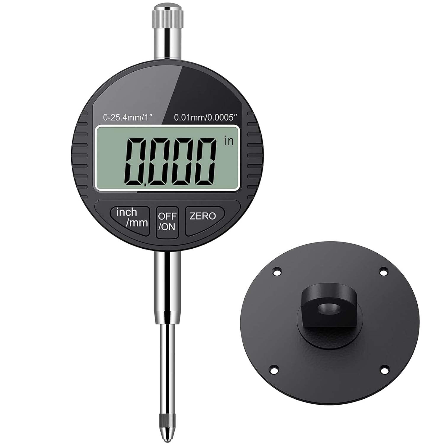 AUTOUTLET DTI Digital Dial Indicator 0.01/0.0005'' Digital Probe Indicator Dial Test Gauge Range 0-25.4mm/1'' Dial Test Indicators Electronic Indicator Gauge Black