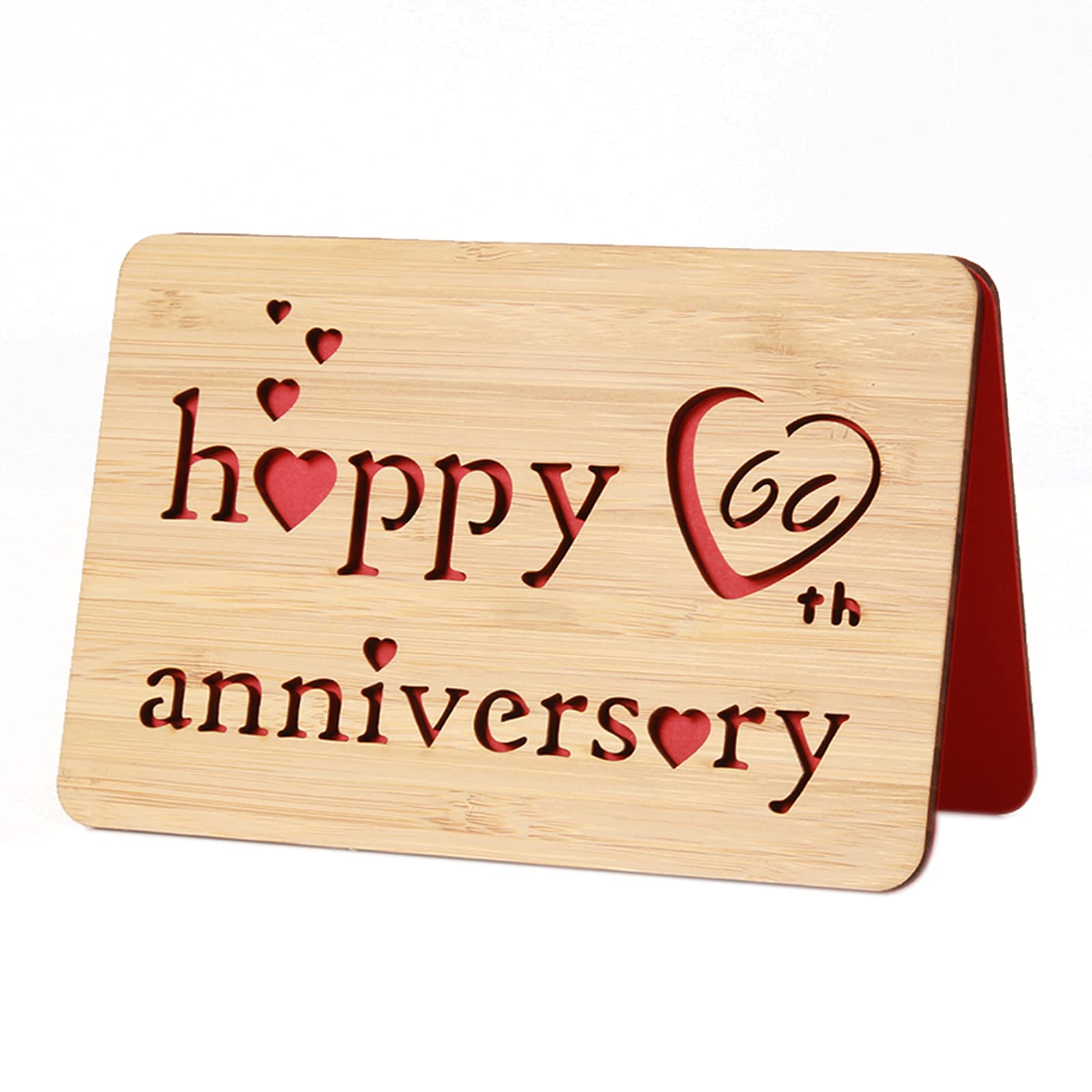 I Love You 60th Anniversary Cards,Handmade With Real Bamboo Wood, Greeting Cards for Him,to Say Happy 60 years Valentines Day Card, Dimond wedding Anniversary, Gifts for Wife,Him or Her (60th Ann.)