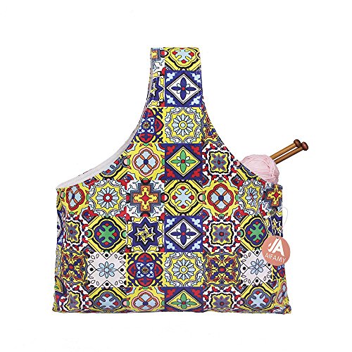 Knitting Tote Bag Yarn Storage Organizer for Small Projects (Glitzy Frescoes)