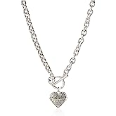 GUESS Women's Toggle Logo Charm Necklace, Silver, One Size
