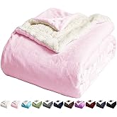 LBRO2M Sherpa Fleece Bed Blanket King Size Super Soft Fuzzy Plush Warm Cozy Fluffy Microfiber Couch Throw Velvet Double Reversible Luxurious Blankets,Pink