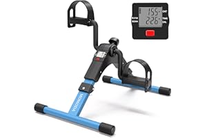 Pedal Exerciser Mini Exercise Bike Desk Cycle with LCD Monitor Foldable(black/blue)
