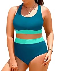 Aqua Eve Plus Size Two Piece High Waisted Bikini