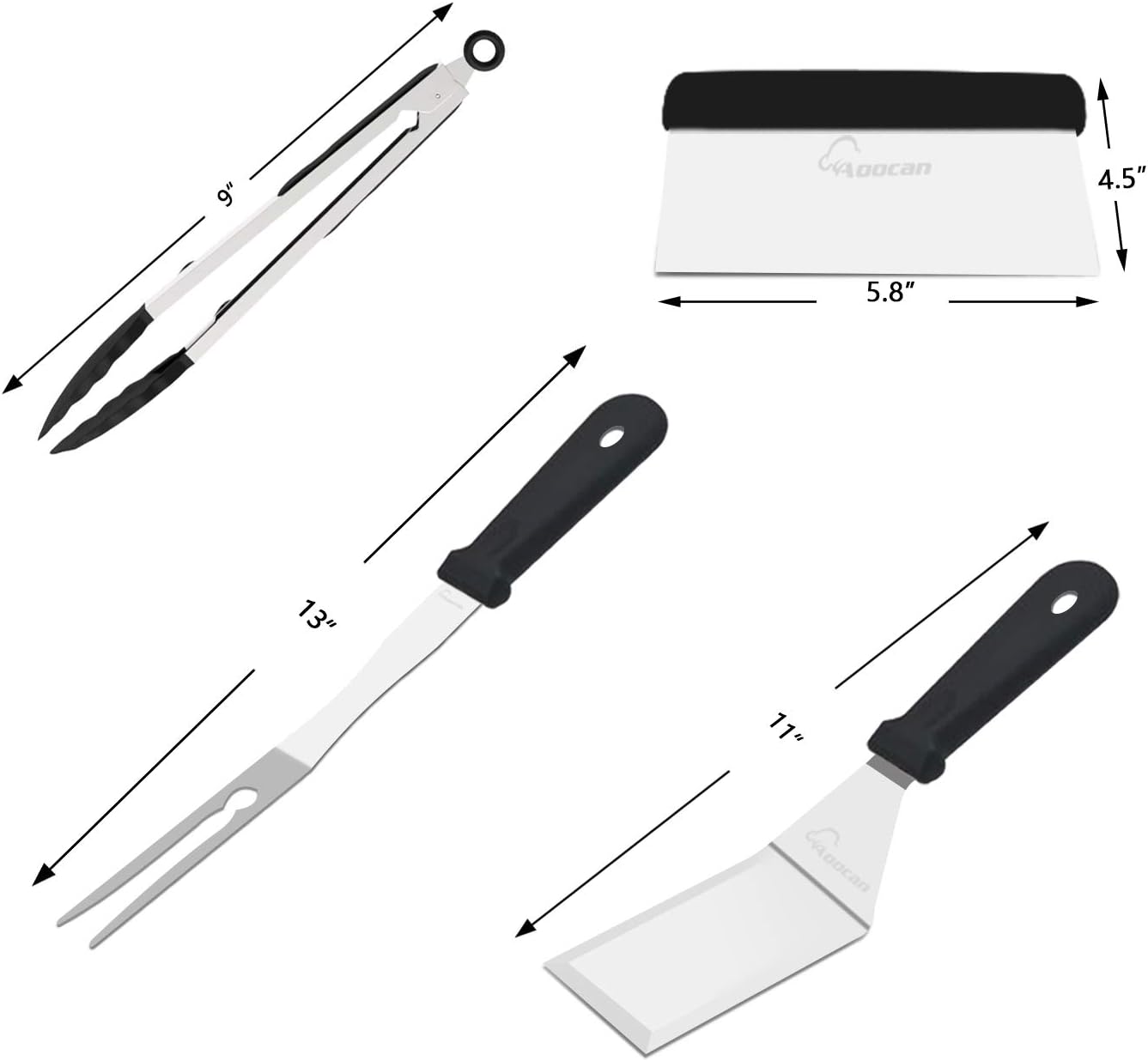 Aoocan Griddle Accessories Set, Flat Top Griddle Accessories, Grill Griddle Tools Cooking Kit with Heavy Duty Stainless Steel Scraper Spatula- Great for Flat top Cooking, Camping, Outdoor BBQ : Garden & Outdoor