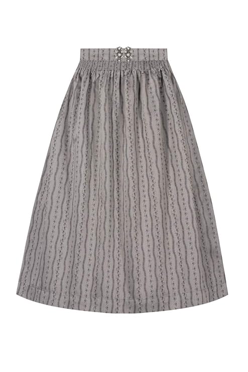 Lieblingsgwand Dirndlschürze midi 70er grau anthrazit Gemustert 008566, zart glänzend, wellenförmiges Muster und Filigrane Bl